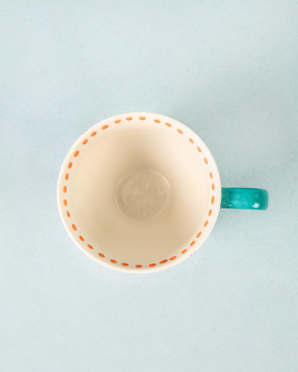 Chumbak Boho Spirit Mug - Ivory & Teal