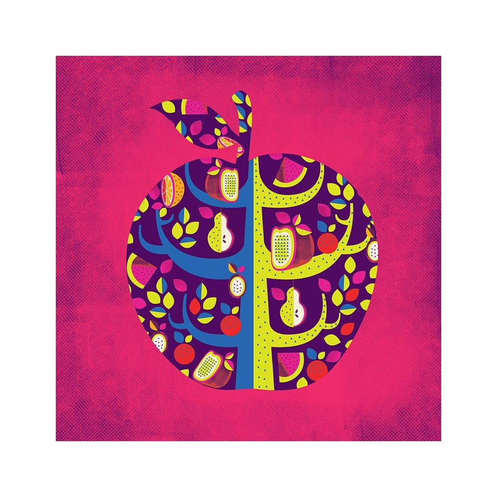 Chumbak Square Apple  Pink Wall Art