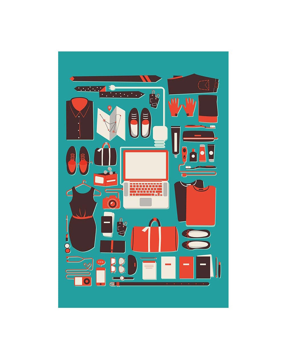 Chumbak Travel Teal Wall Art