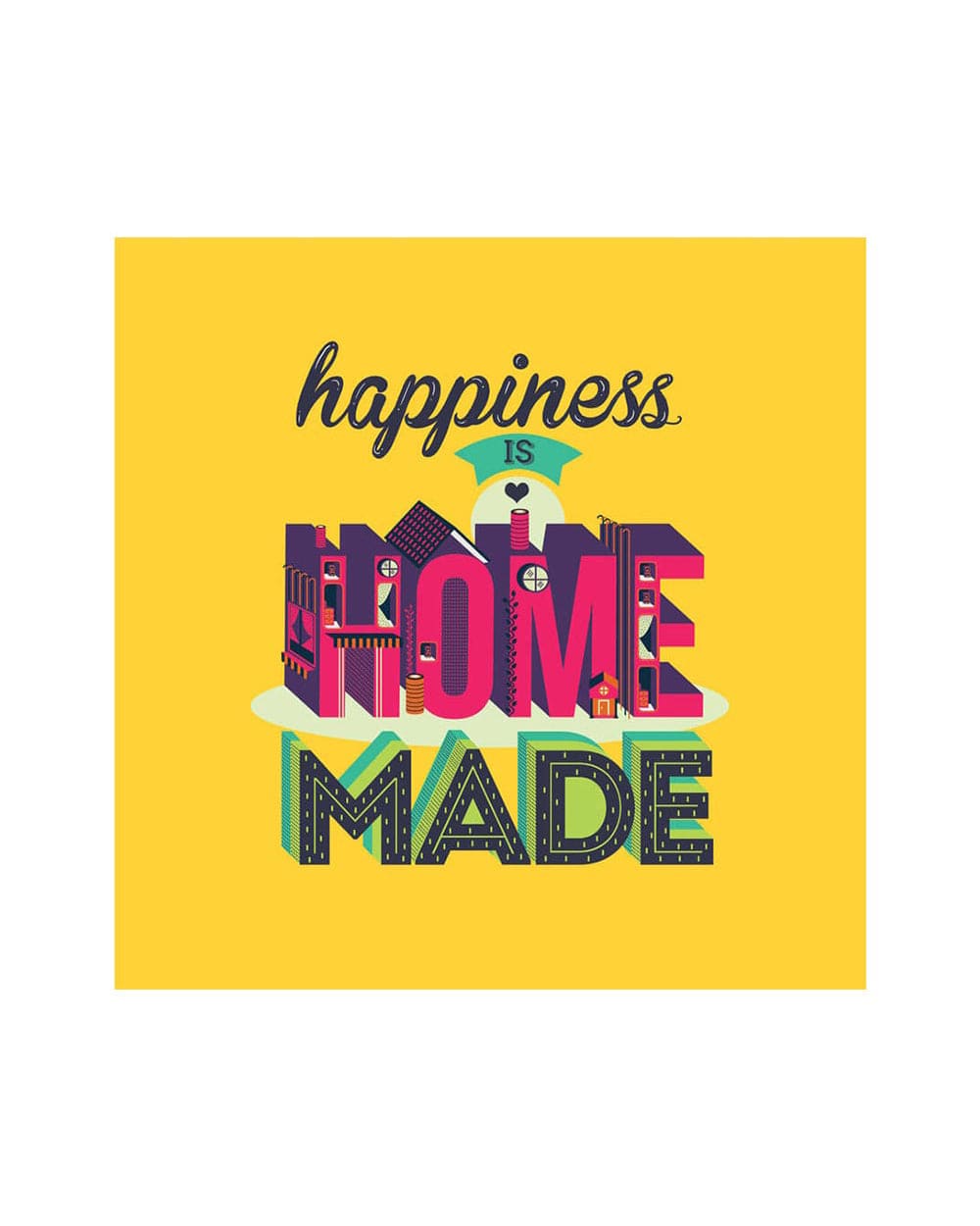 Chumbak Happiness Home Yellow Wall Art