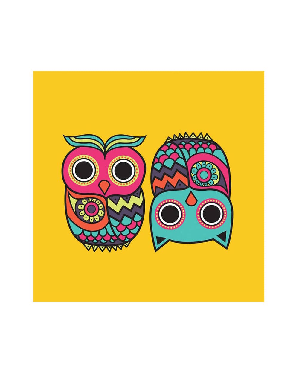 Chumbak Owl Yellow Wall Art