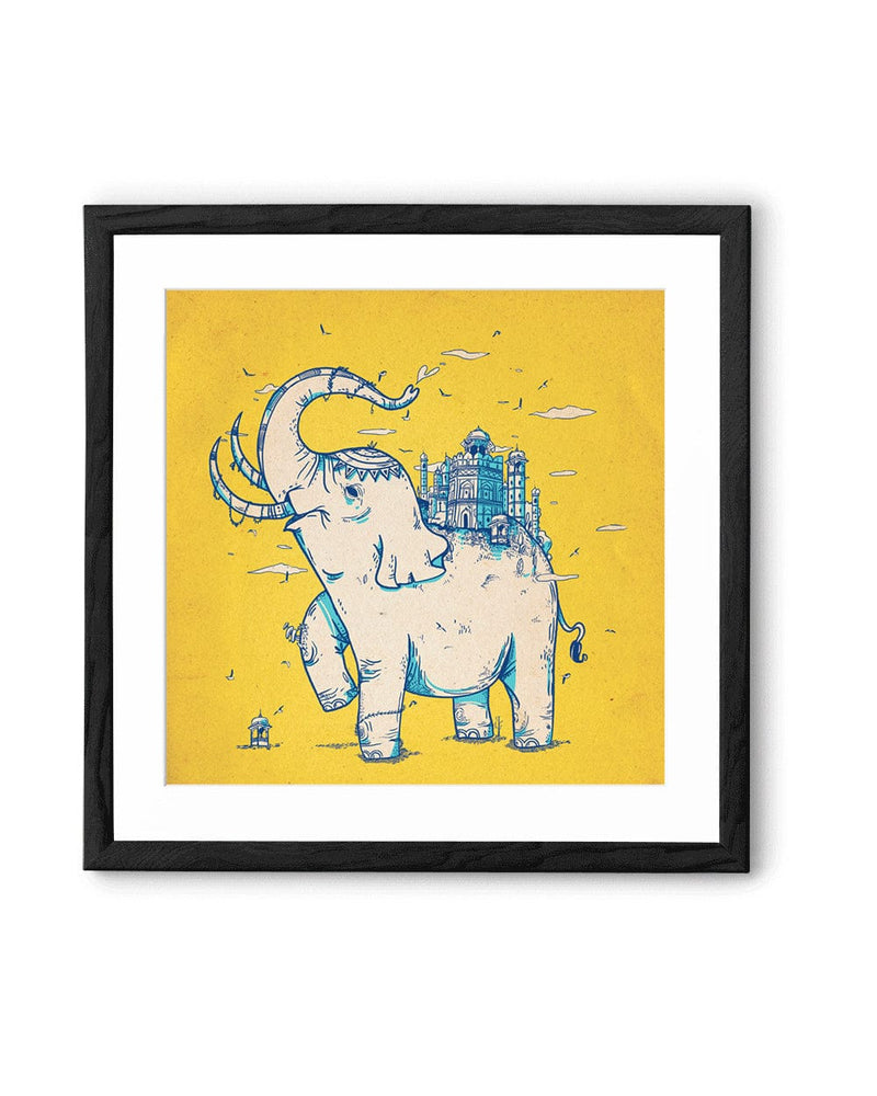 Chumbak Elephant Monument Yellow Wall Art