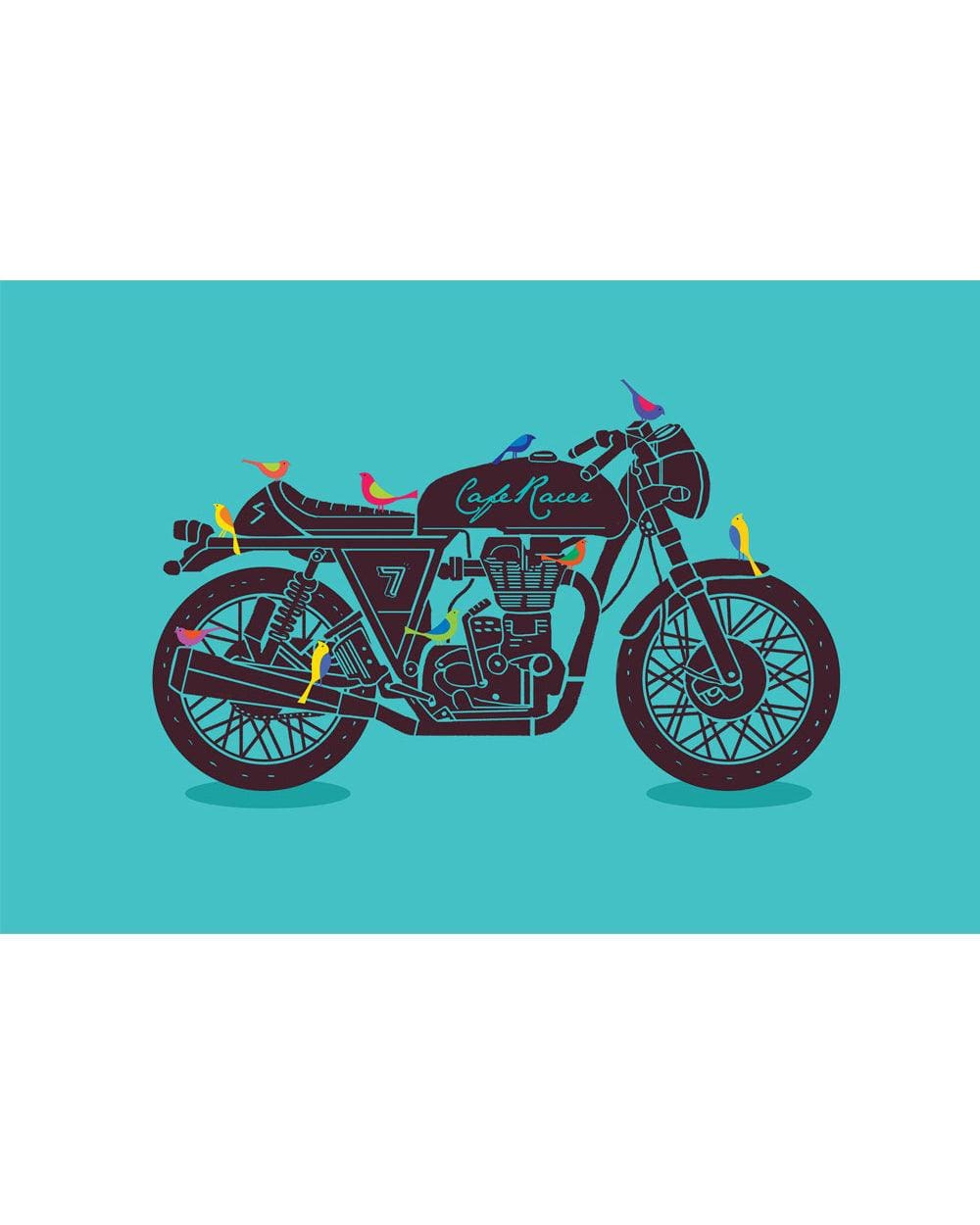 Chumbak Cafe Racer Wall Art - Blue