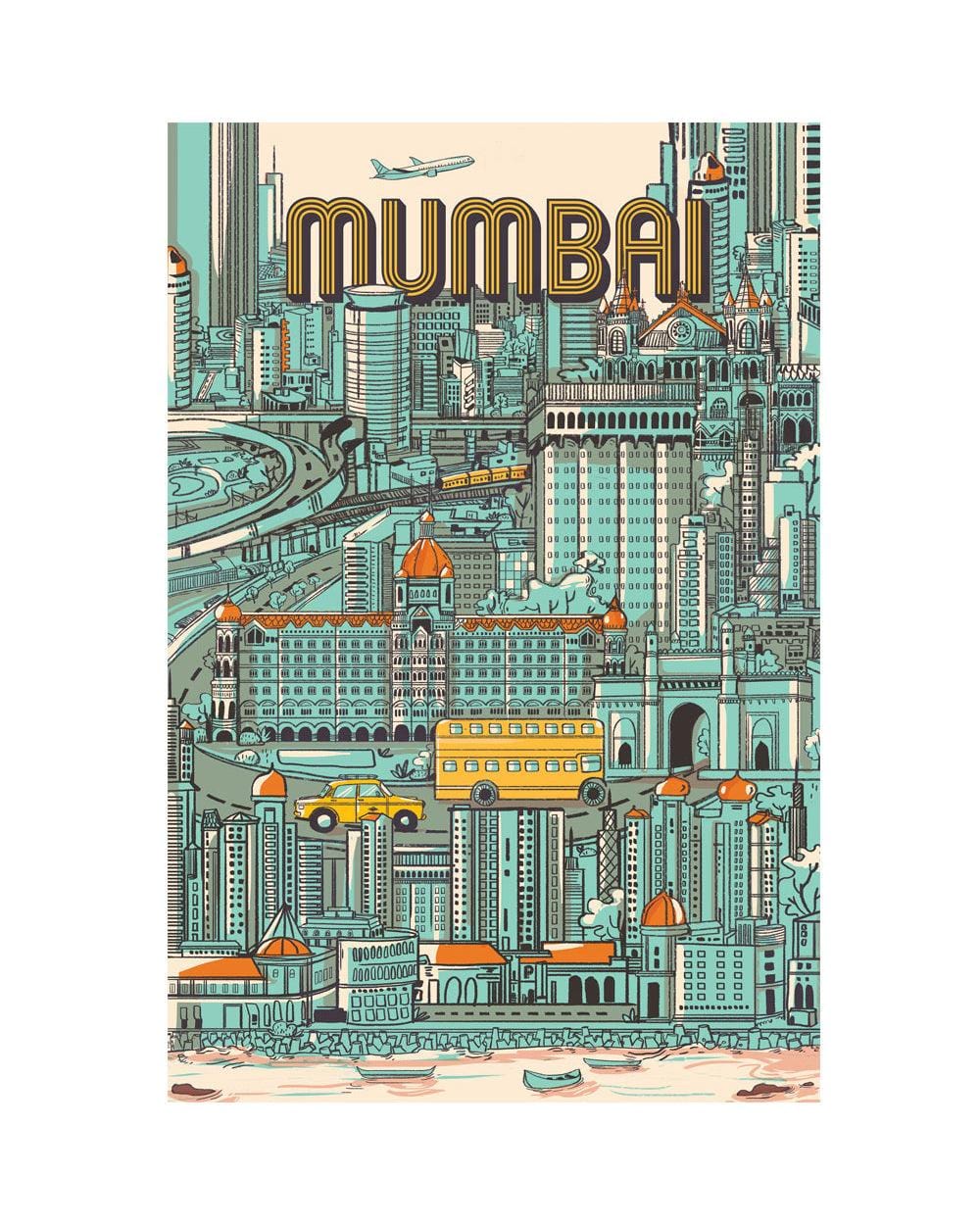 Chumbak City of Dreams Wall Art - Blue