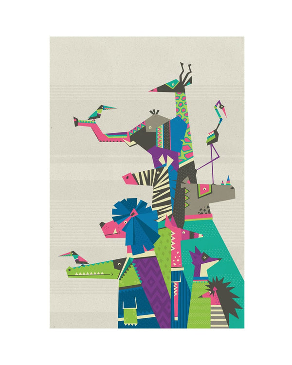 Chumbak Origami Jungle Wall Art - Grey