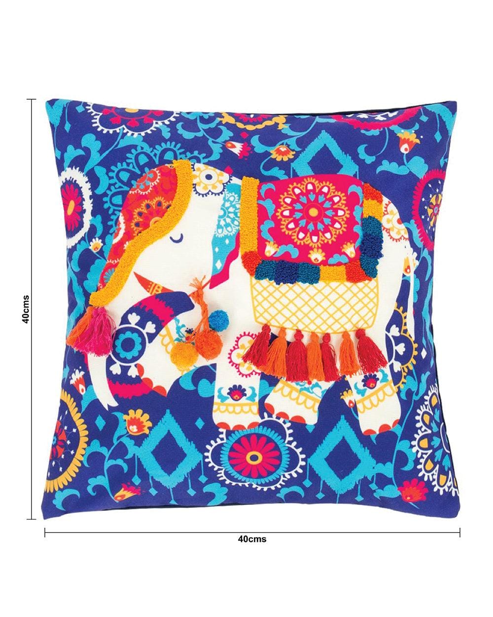 Chumbak Carnival Elephant Tassel Cushion Cover