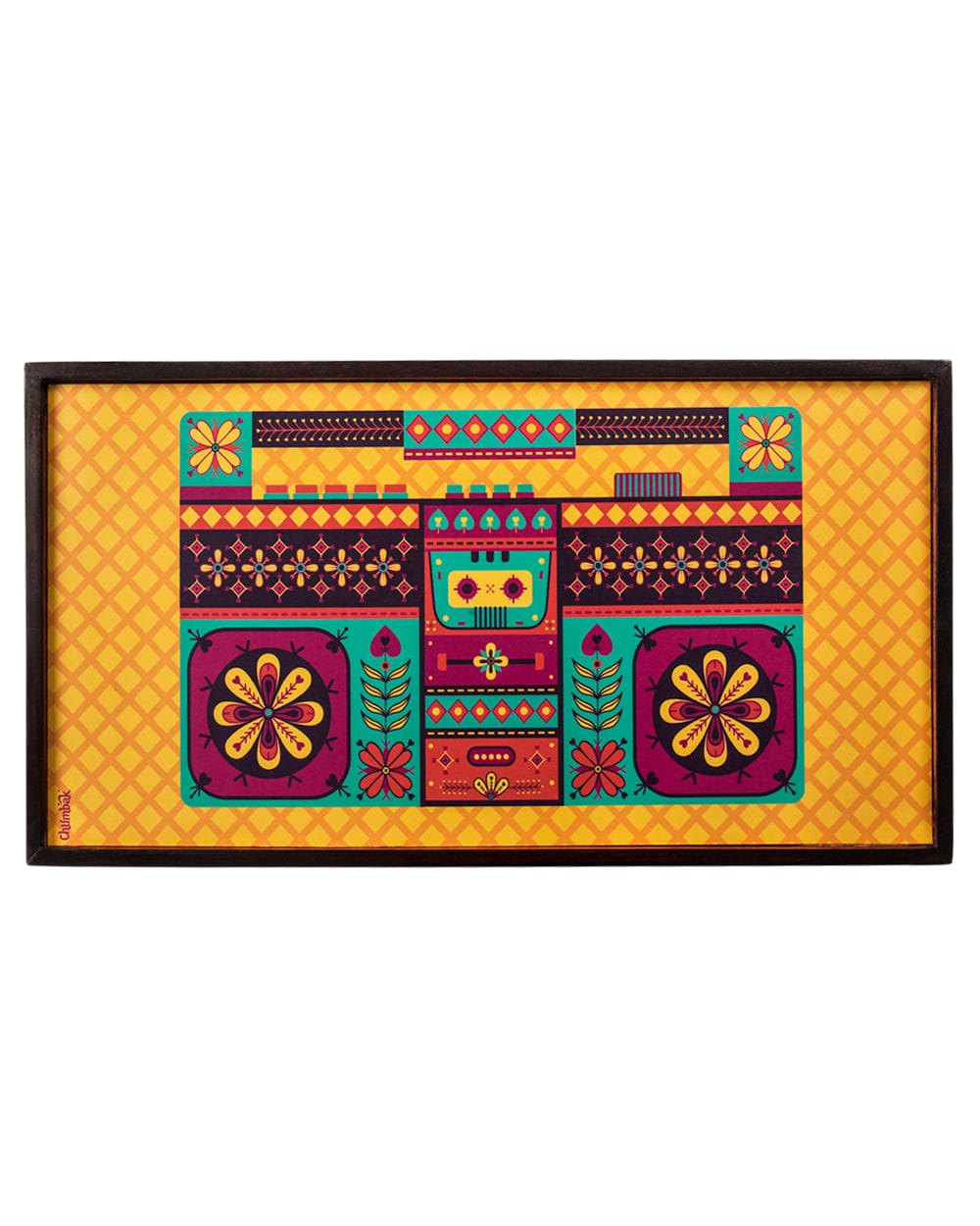 Chumbak Floral Boombox Foldable Breakfast Table- Yellow
