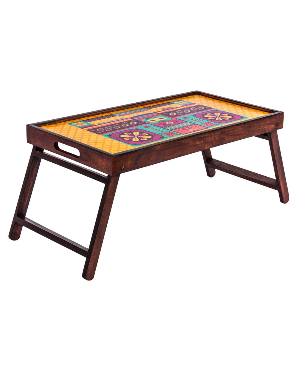 Chumbak Floral Boombox Foldable Breakfast Table- Yellow