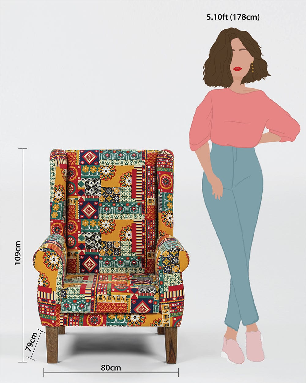 Chumbak The Begum Wing Chair -Printed