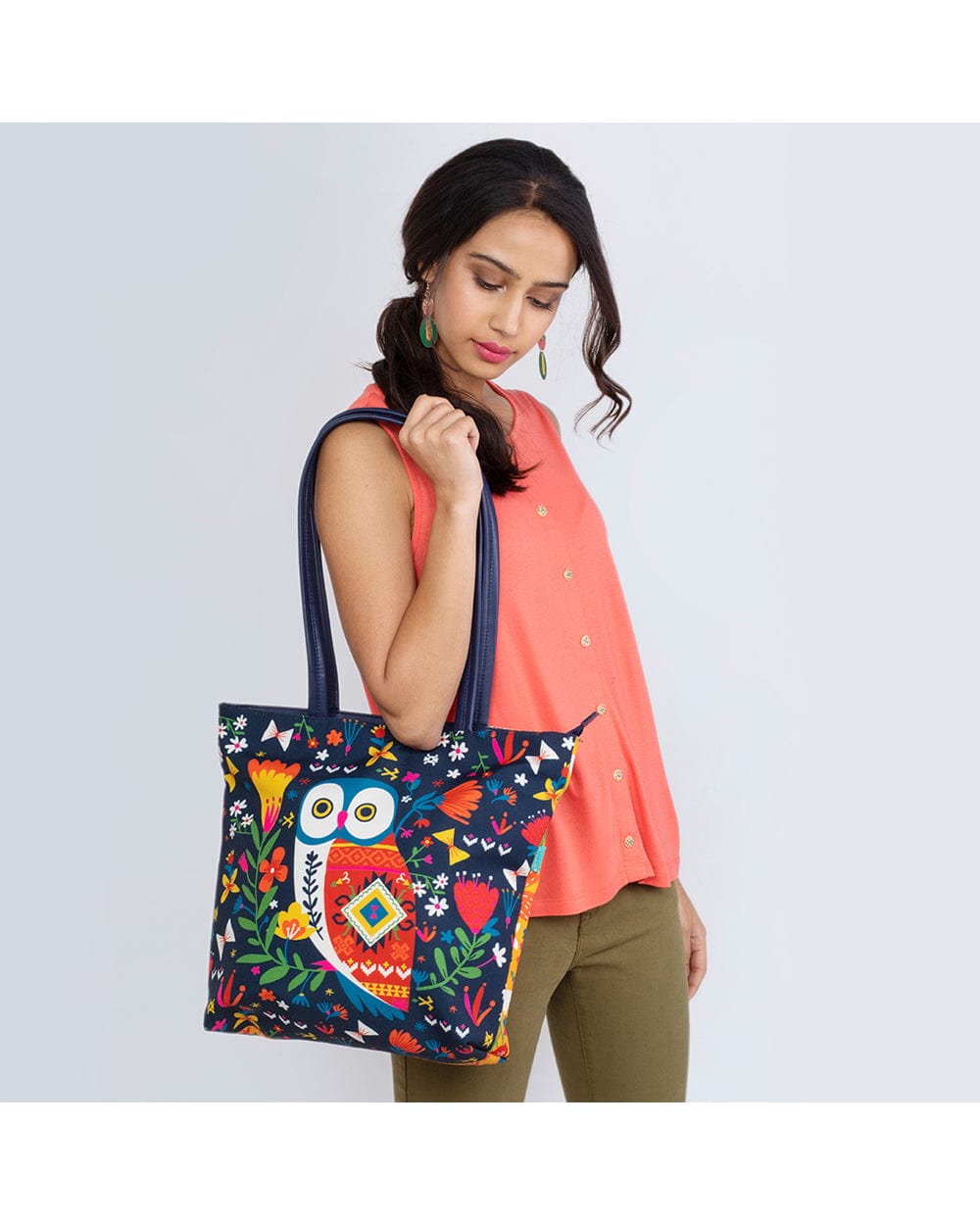 Chumbak Killim Owl Tote Bag
