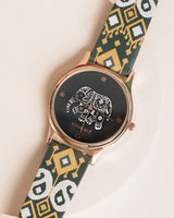 Chumbak TEAL by Chumbak Paisley Elephant Wrist Watch - Dark Green