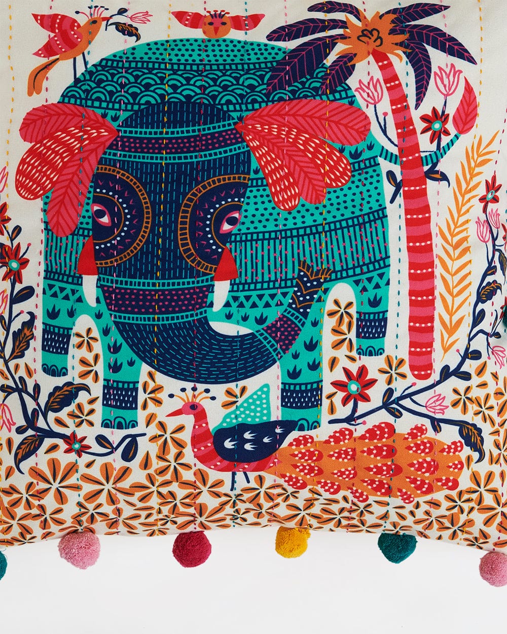 Chumbak Galle Elephant 16" Gondh Cushion Cover