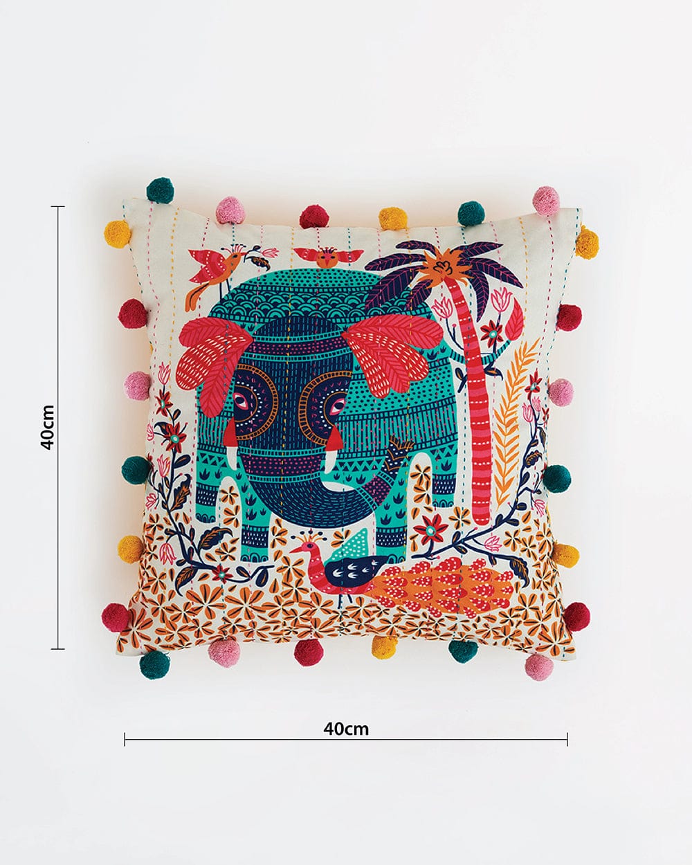 Chumbak Galle Elephant 16" Gondh Cushion Cover