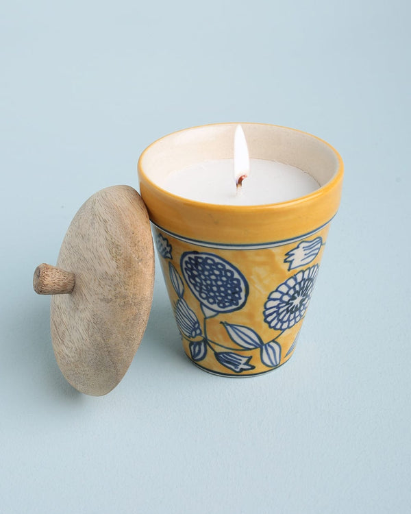 Chumbak Yellow Blossoms Candle Jar