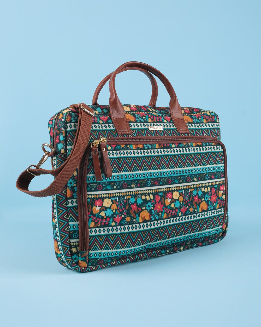 Chumbak Flora Birds Canvas Laptop Bag