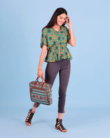Chumbak Flora Birds Canvas Laptop Bag
