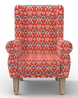 Chumbak Begum Wing Chair - Red Ikkat