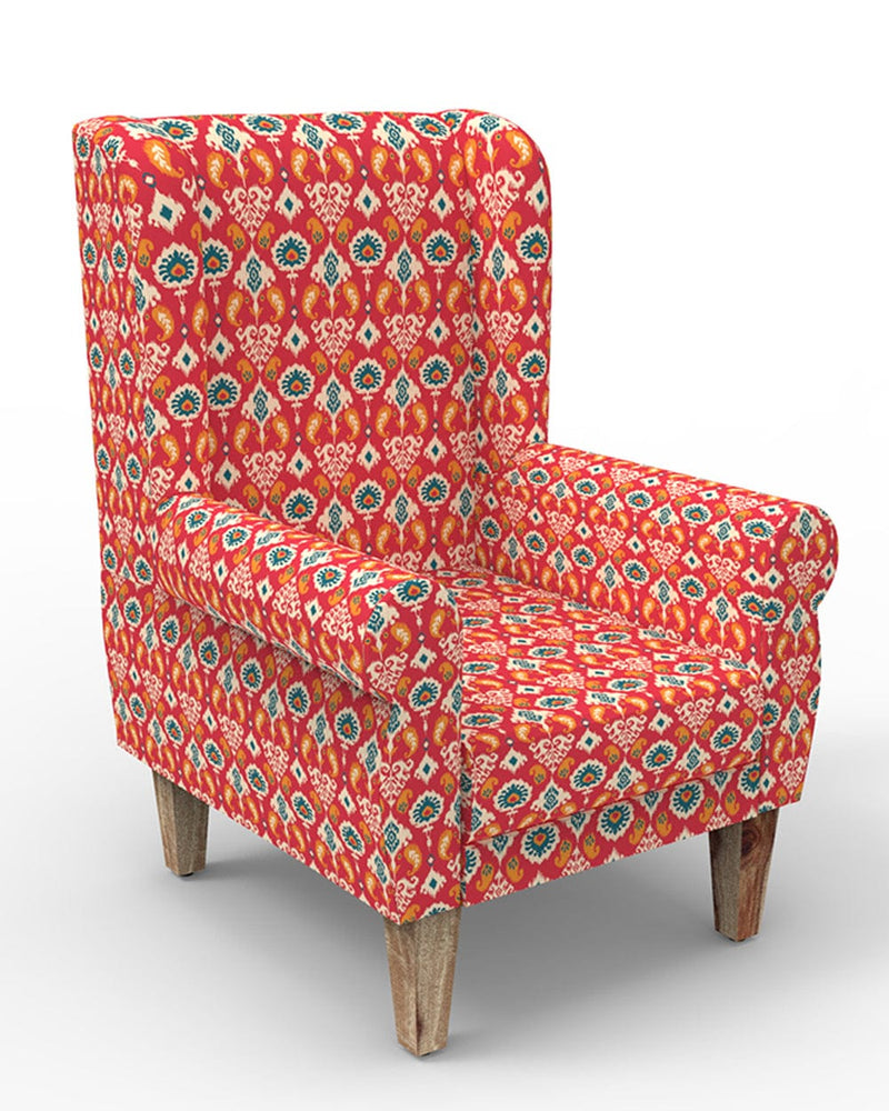 Chumbak Begum Wing Chair - Red Ikkat