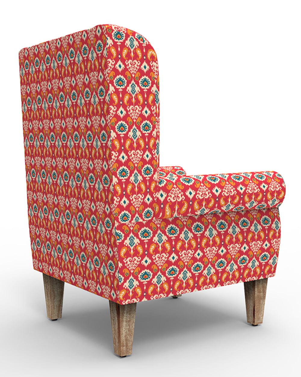 Chumbak Begum Wing Chair - Red Ikkat