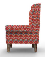 Chumbak Begum Wing Chair - Red Ikkat