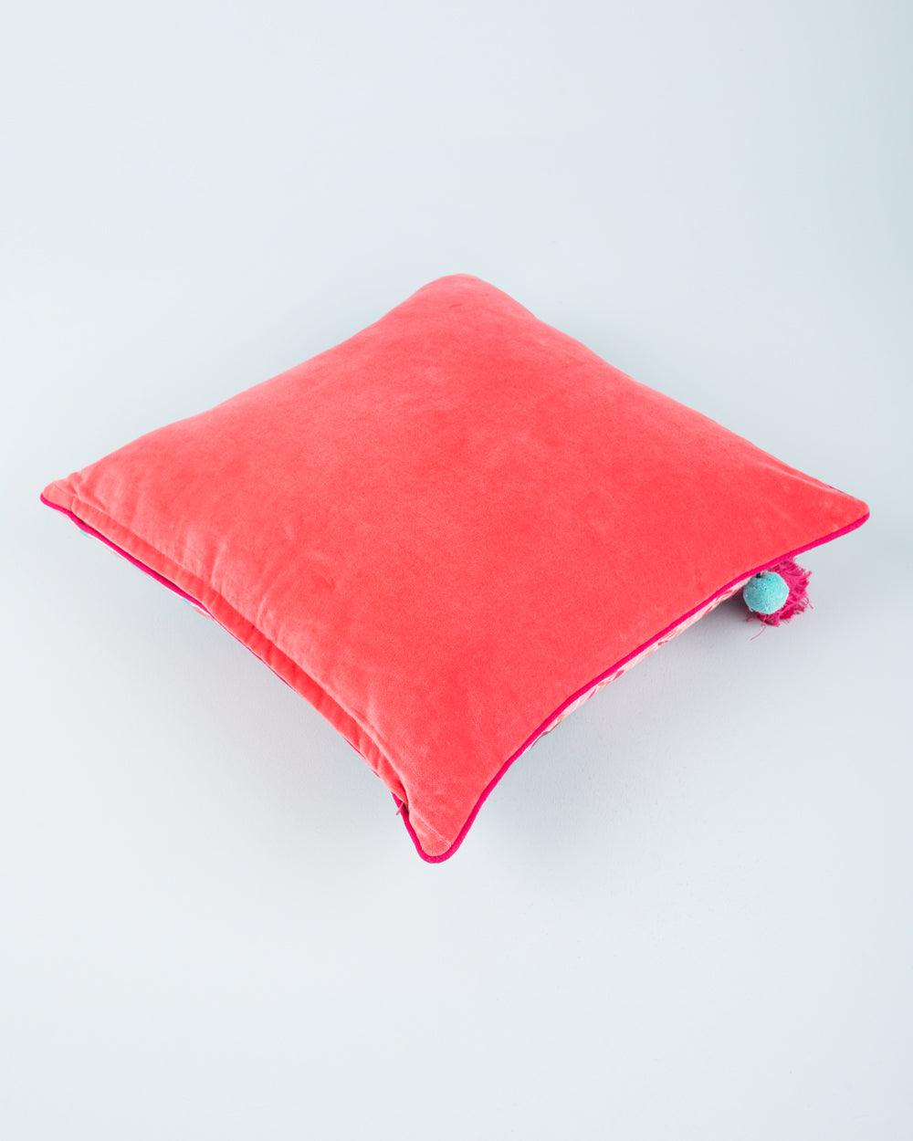 Chumbak Boho Cycle Pom ' Pom Cushion Cover