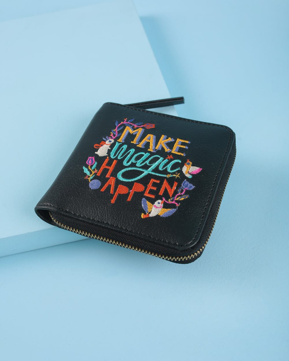 Chumbak Make Magic Happen Embroidered Mini Wallet - Black