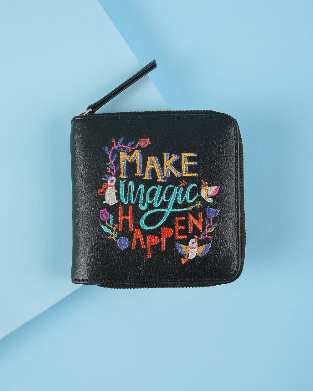 Chumbak Make Magic Happen Embroidered Mini Wallet - Black