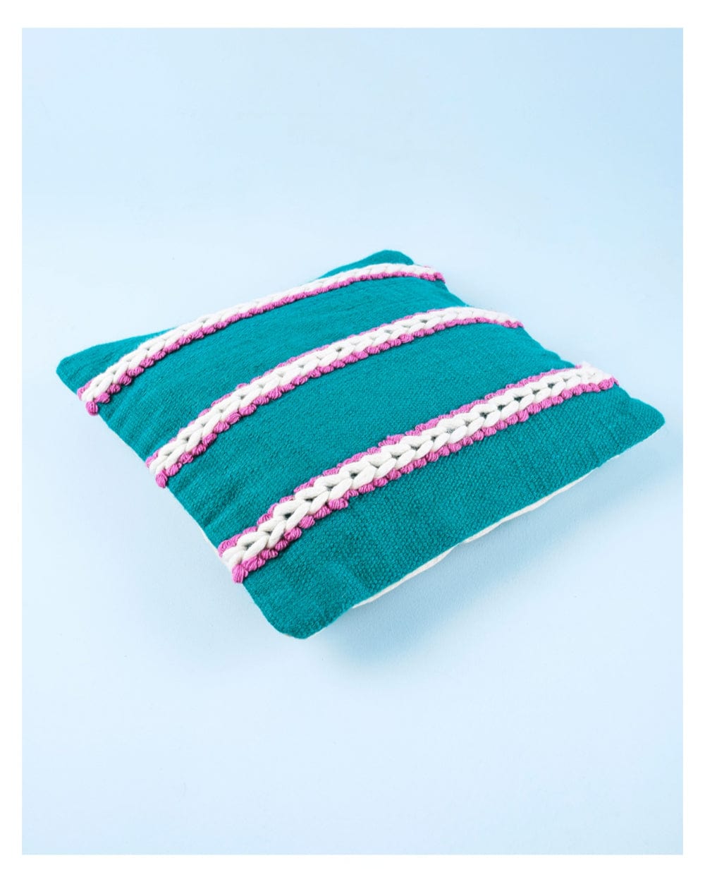 Chumbak Charming Knots 18inches Cushion Cover- Blue