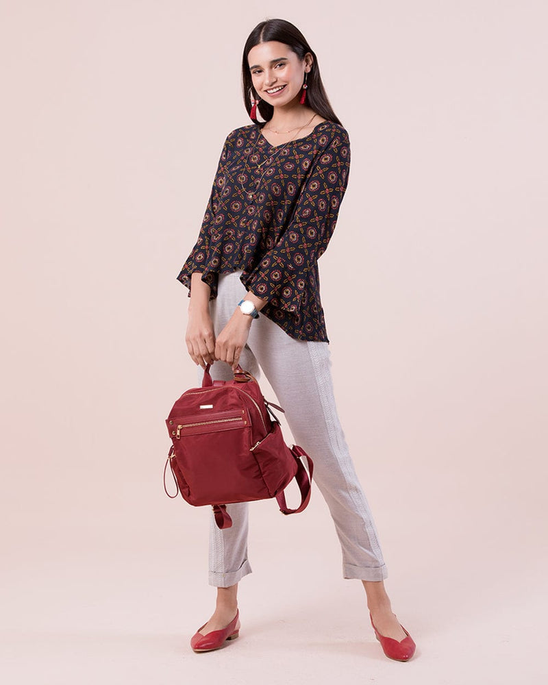 Chumbak Solid Marsala Tote Backpack