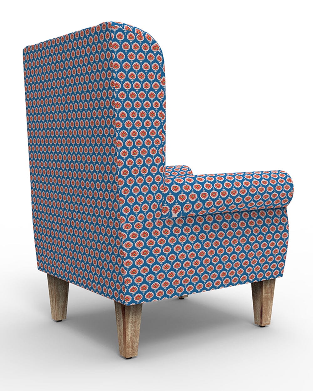 Chumbak Begum Wing Chair - Blue Ikkat