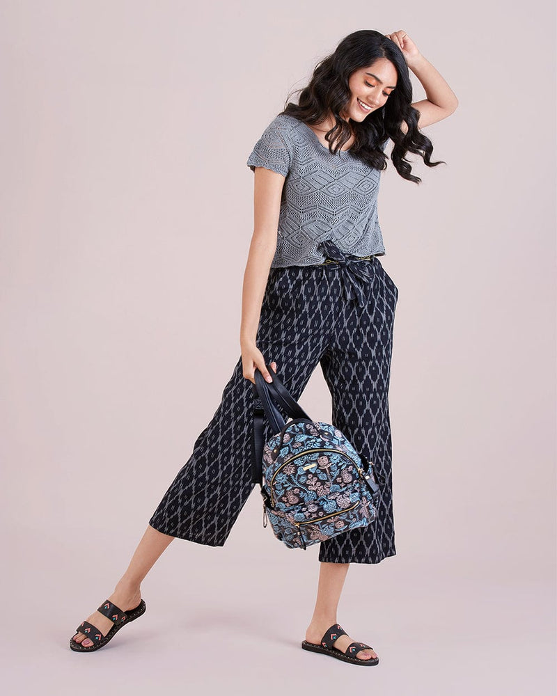 Chumbak Majestic Peacock Printed Backpack - Black
