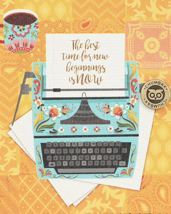 Chumbak Floral Typewriter Yellow Printed Snap Button Wallet