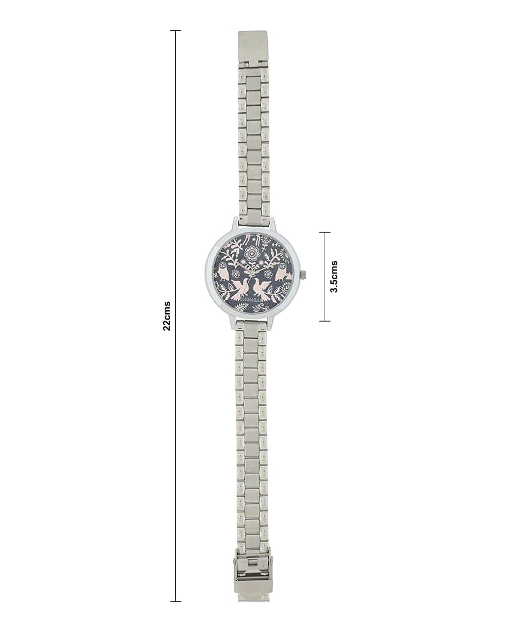 Chumbak Floral Birds Stainless Steel Wrist Watch With Bracelet