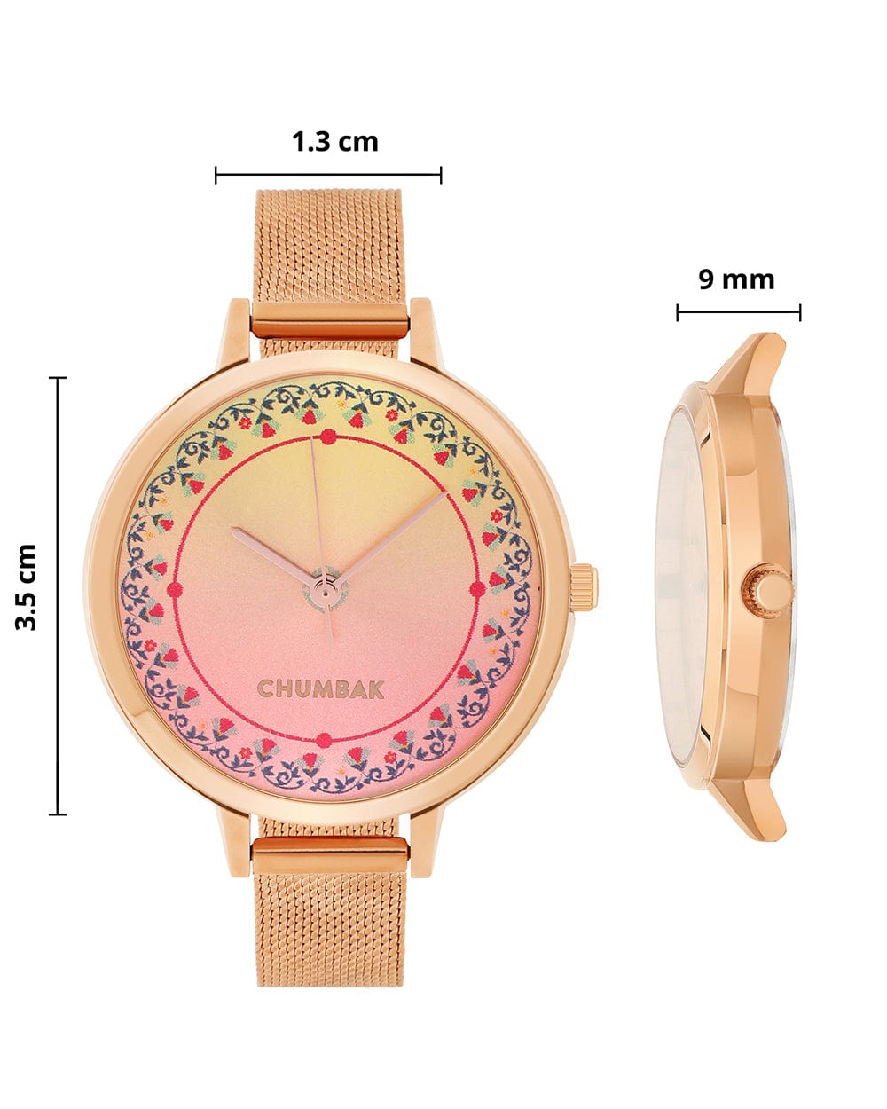 Chumbak Vintage Classic Ombre Watch & Bracelet Rose Gold