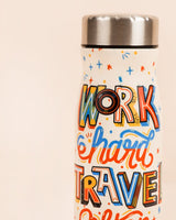 Chumbak Work Hard Travel Often Water Bottle - Ivory