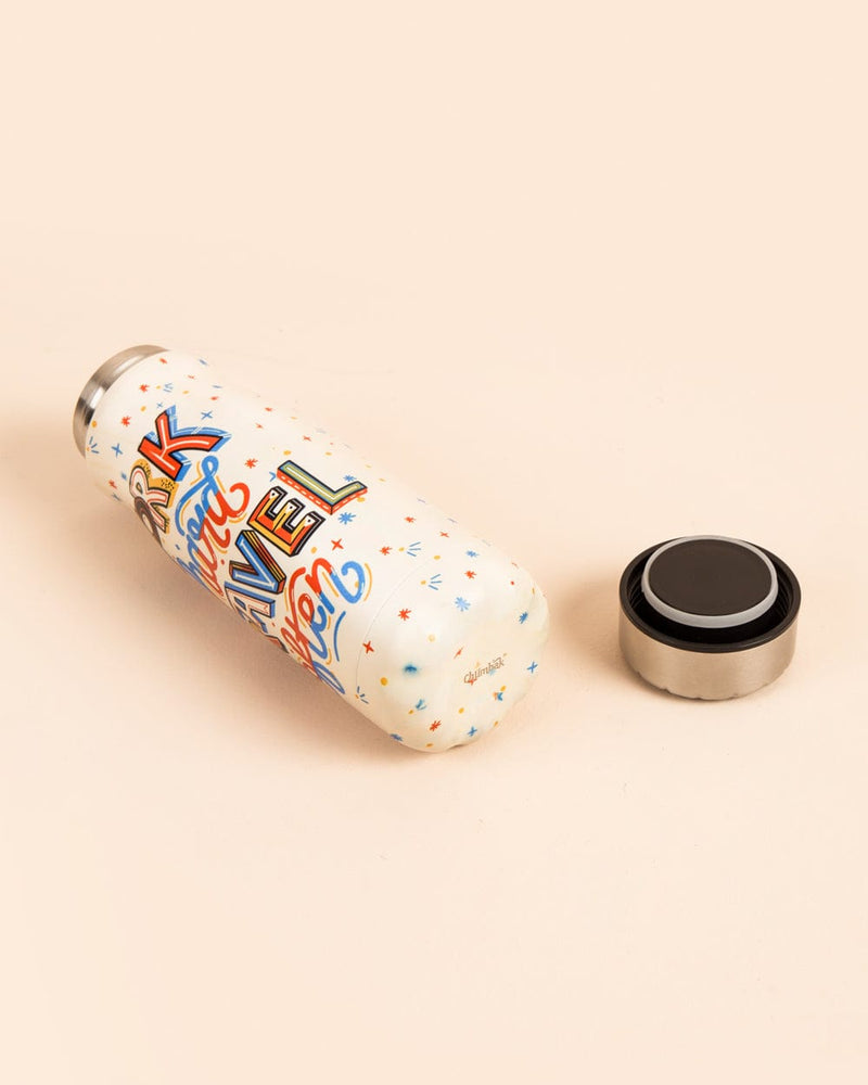 Chumbak Work Hard Travel Often Water Bottle - Ivory