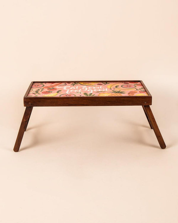Chumbak Eat Good , Feel Good Foldable Breakfast Tray - Peach