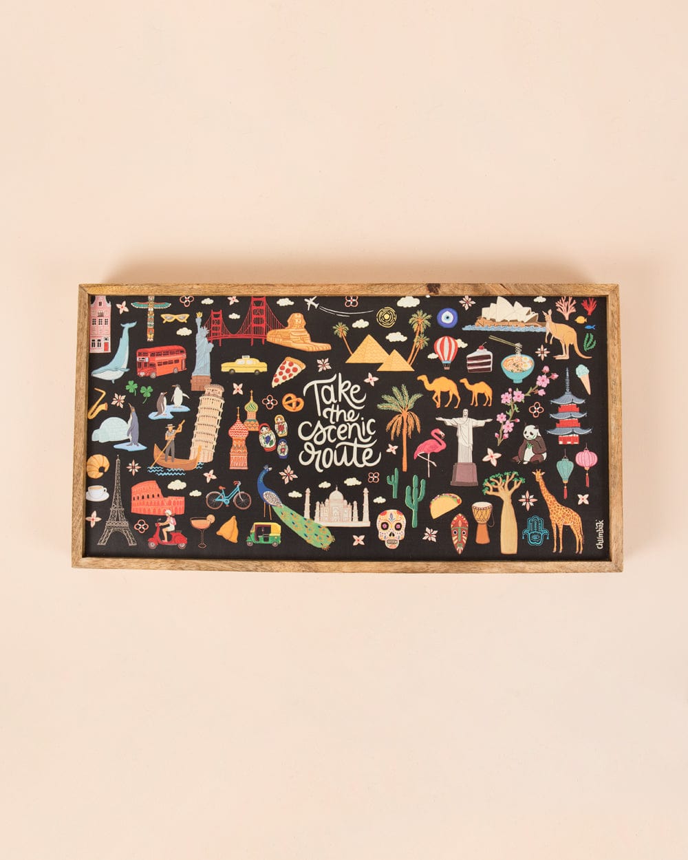 Chumbak Take the Scenic Route Black Foldable Breakfast Tray