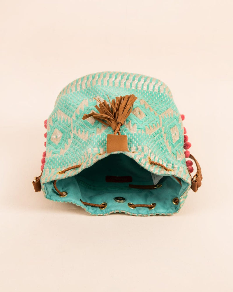 Chumbak Satin Stitch Bucket Mint Sling Bag