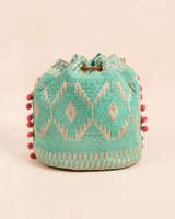 Chumbak Satin Stitch Bucket Mint Sling Bag
