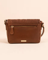 Chumbak Vintage Embroidered Crossbody Bag ' Tan Brown