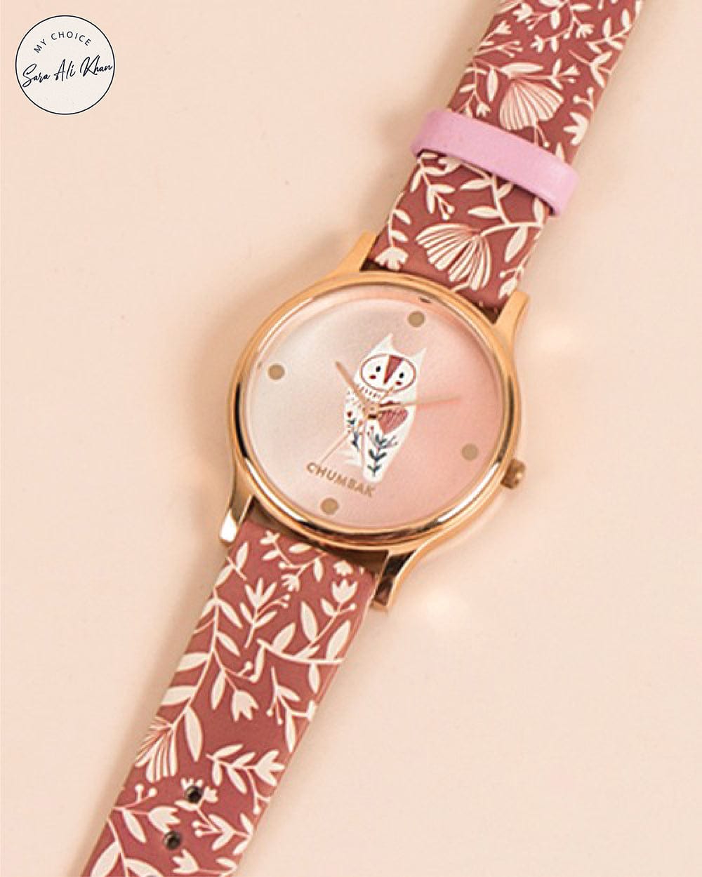 Chumbak TEAL by Chumbak Tropical Owl Ombre Watch Earthy Pink