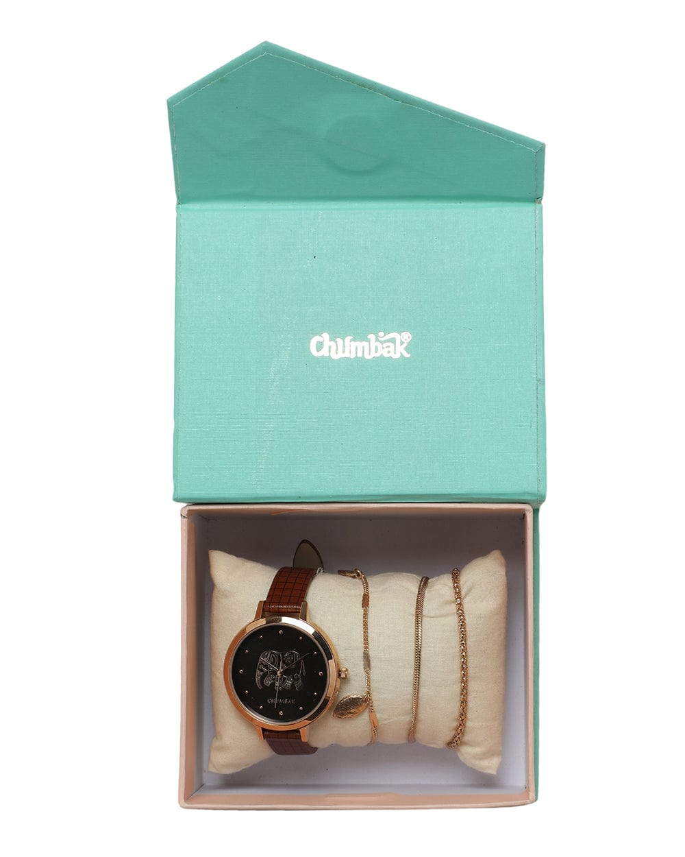 Chumbak Fantastical Elephant Printed Wrist Watch With Bracelet Set