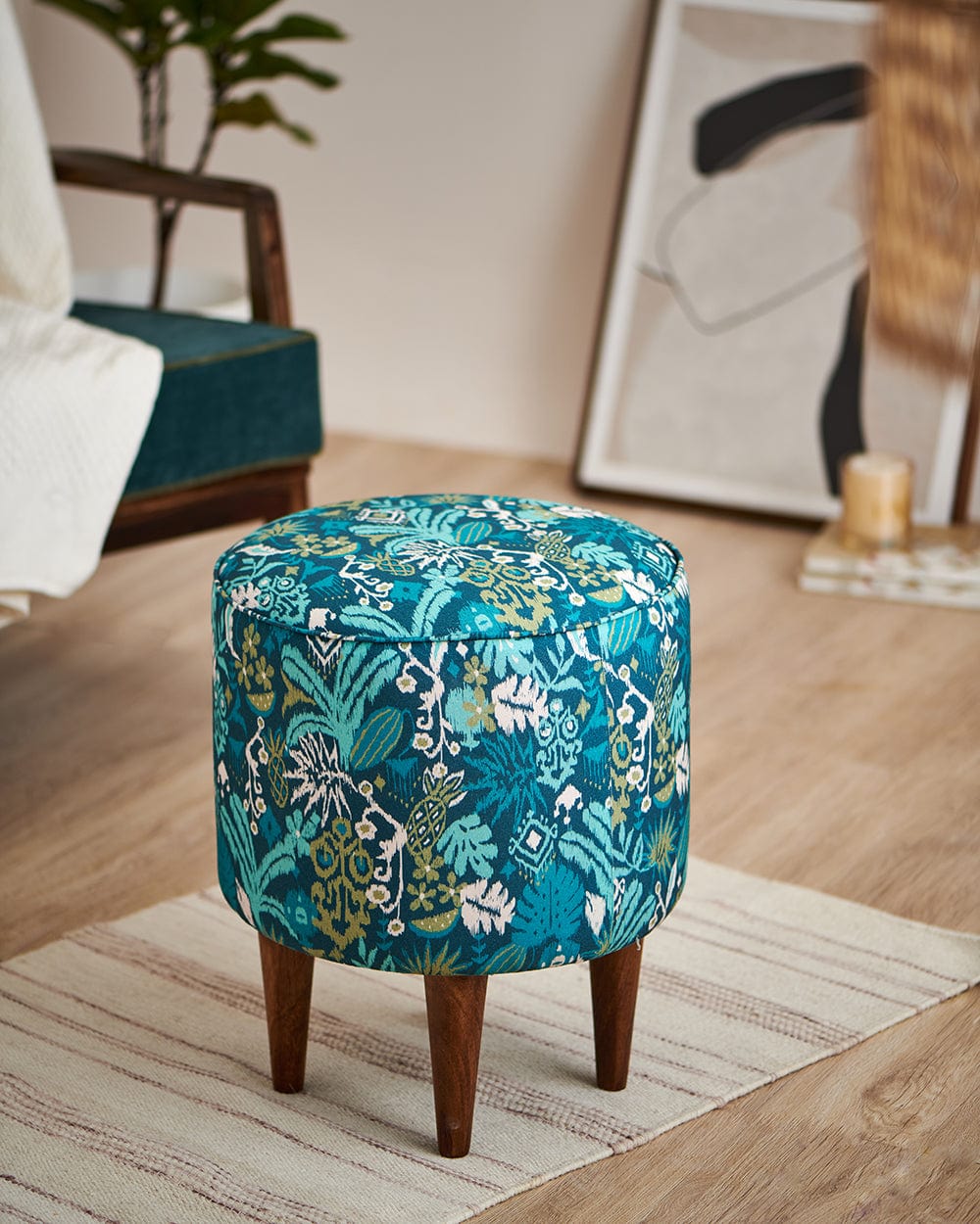 Chumbak The French Pouffe - Tropical Ikkat