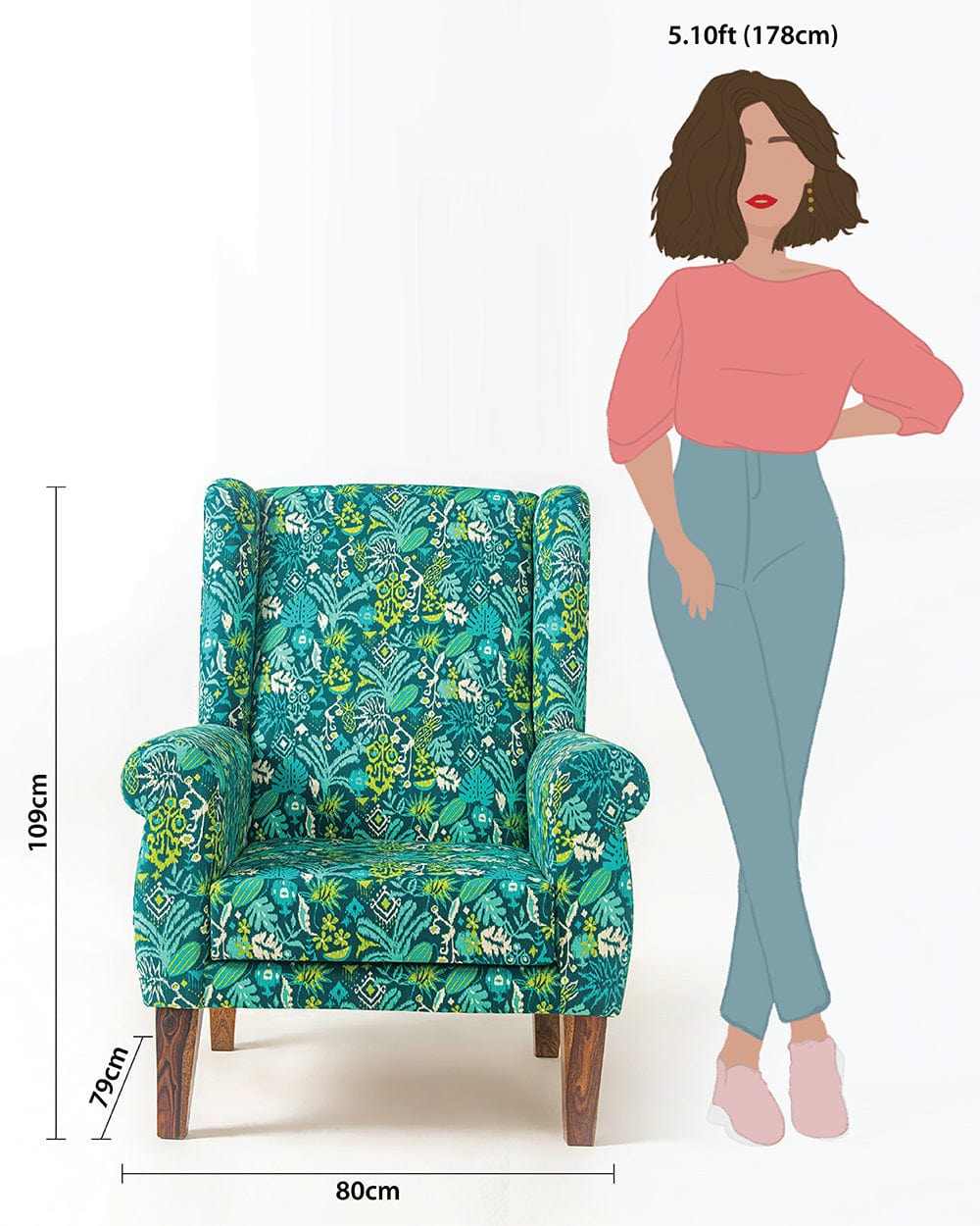 Chumbak The Begum Wing Chair -Printed