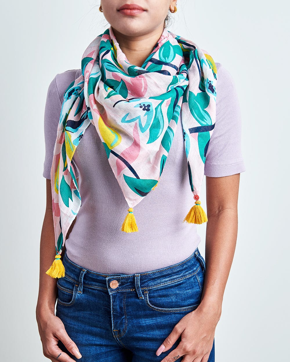 Peach Grove Printed Square Scarf