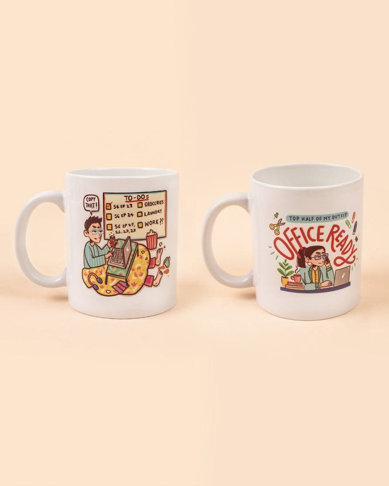Chumbak WFH Office Ready-Schedule The Meeting White Coffee Mugs Combo