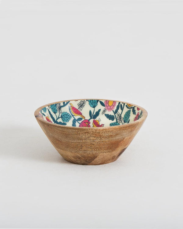 Chumbak Country Wooden Large Bowl -  Floral, 8”x 8” x 3.5”