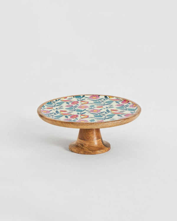 Chumbak Country Wooden Cake stand -  Floral,  9.74” x 9.74” x 5”