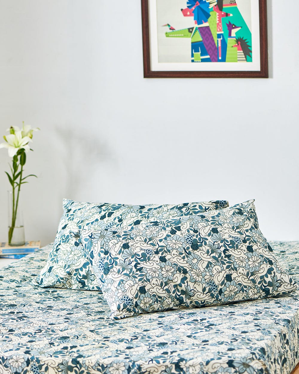 Chumbak TEAL by Chumbak Tokyo Garden Bedsheet - Queen size, 136TC, Green